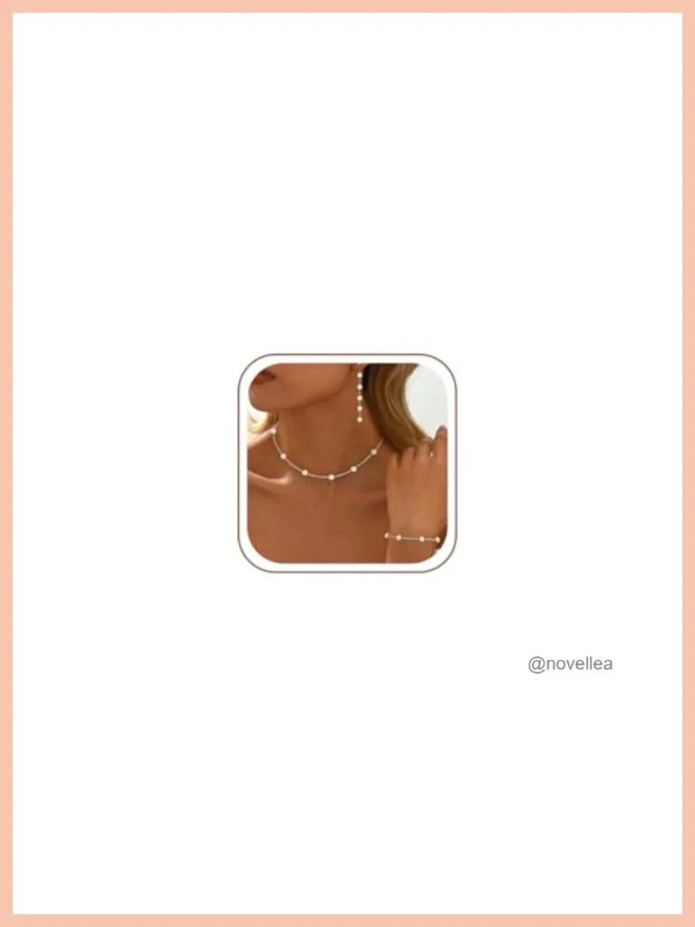 Layered Pearl Choker Necklace and Earring Set 18K Gold Plated Dainty Pearl